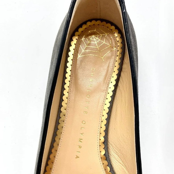 Charlotte Olympia Kitty Cat Gray Suede Flats Loafers, EU 38 US 7.5-8 - Picture 6 of 12